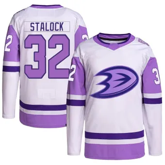 Men's Alex Stalock Anaheim Ducks Hockey Fights Cancer Primegreen Jersey - White/Purple Authentic