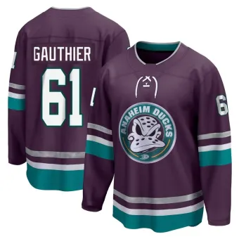 Men's Cutter Gauthier Anaheim Ducks 30th Anniversary Premier Jersey - Purple Breakaway