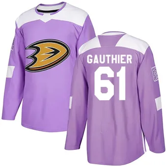 Men's Cutter Gauthier Anaheim Ducks Fights Cancer Practice Jersey - Purple Authentic