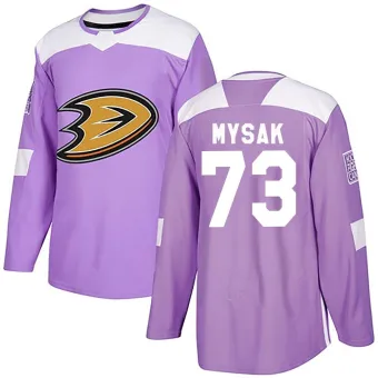 Men's Jan Mysak Anaheim Ducks Fights Cancer Practice Jersey - Purple Authentic