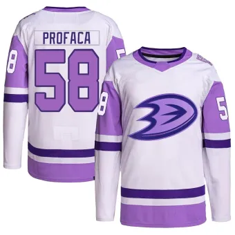 Men's Luka Profaca Anaheim Ducks Hockey Fights Cancer Primegreen Jersey - White/Purple Authentic