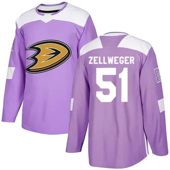 Men's Olen Zellweger Anaheim Ducks Fights Cancer Practice Jersey - Purple Authentic