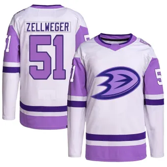 Men's Olen Zellweger Anaheim Ducks Hockey Fights Cancer Primegreen Jersey - White/Purple Authentic