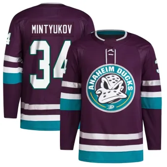 Men's Pavel Mintyukov Anaheim Ducks 30th Anniversary Primegreen Jersey - Purple Authentic