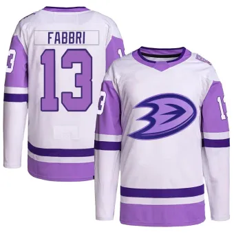 Men's Robby Fabbri Anaheim Ducks Hockey Fights Cancer Primegreen Jersey - White/Purple Authentic