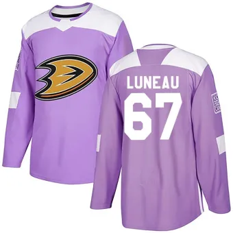 Men's Tristan Luneau Anaheim Ducks Fights Cancer Practice Jersey - Purple Authentic