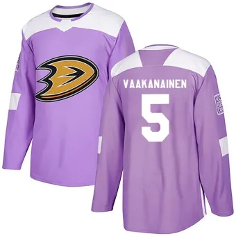 Men's Urho Vaakanainen Anaheim Ducks Fights Cancer Practice Jersey - Purple Authentic