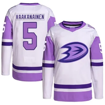 Men's Urho Vaakanainen Anaheim Ducks Hockey Fights Cancer Primegreen Jersey - White/Purple Authentic