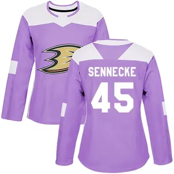 Women's Beckett Sennecke Anaheim Ducks Fights Cancer Practice Jersey - Purple Authentic