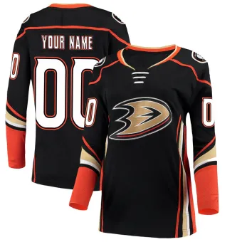 Women's Custom Anaheim Ducks Home Jersey - Black Breakaway