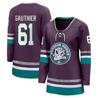 Women's Cutter Gauthier Anaheim Ducks 30th Anniversary Premier Jersey - Purple Breakaway