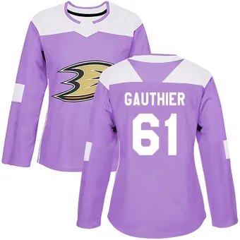 Women's Cutter Gauthier Anaheim Ducks Fights Cancer Practice Jersey - Purple Authentic