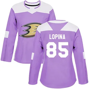 Women's Josh Lopina Anaheim Ducks Fights Cancer Practice Jersey - Purple Authentic