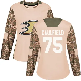 Women's Judd Caulfield Anaheim Ducks Veterans Day Practice Jersey - Camo Authentic