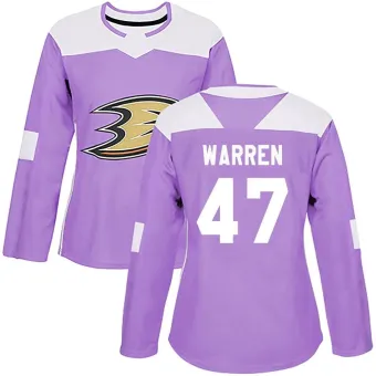 Women's Noah Warren Anaheim Ducks Fights Cancer Practice Jersey - Purple Authentic