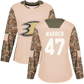 Women's Noah Warren Anaheim Ducks Veterans Day Practice Jersey - Camo Authentic