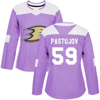 Women's Sasha Pastujov Anaheim Ducks Fights Cancer Practice Jersey - Purple Authentic