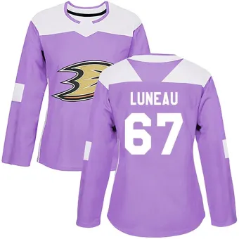 Women's Tristan Luneau Anaheim Ducks Fights Cancer Practice Jersey - Purple Authentic