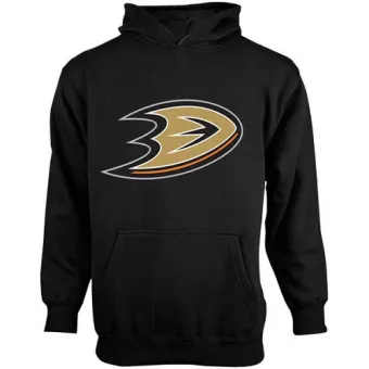 Youth Anaheim Ducks Old Time Hockey Big Logo Fleece Pullover Hoodie - - Black