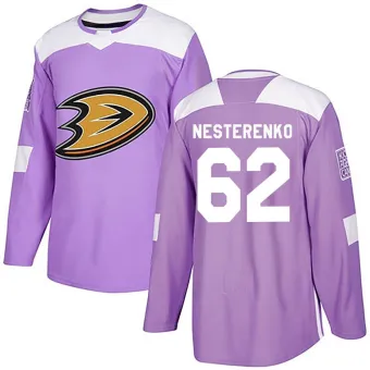 Youth Nikita Nesterenko Anaheim Ducks Fights Cancer Practice Jersey - Purple Authentic