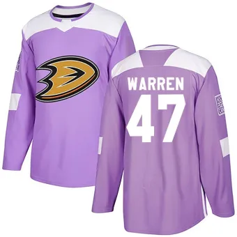 Youth Noah Warren Anaheim Ducks Fights Cancer Practice Jersey - Purple Authentic